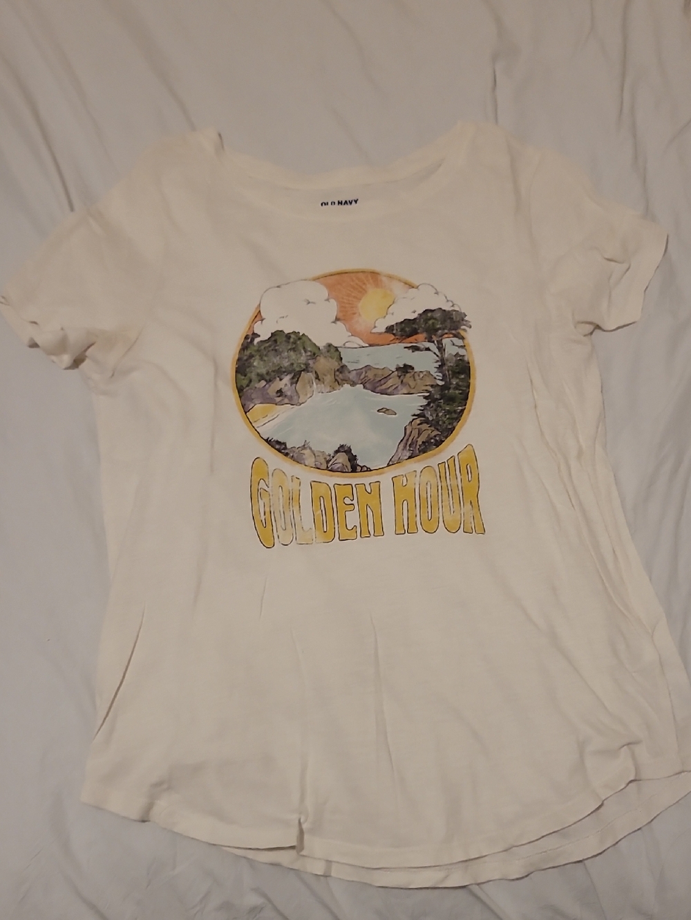 Old Navy Cream 'Golden Hour' Graphic Short-Sleeve Tee